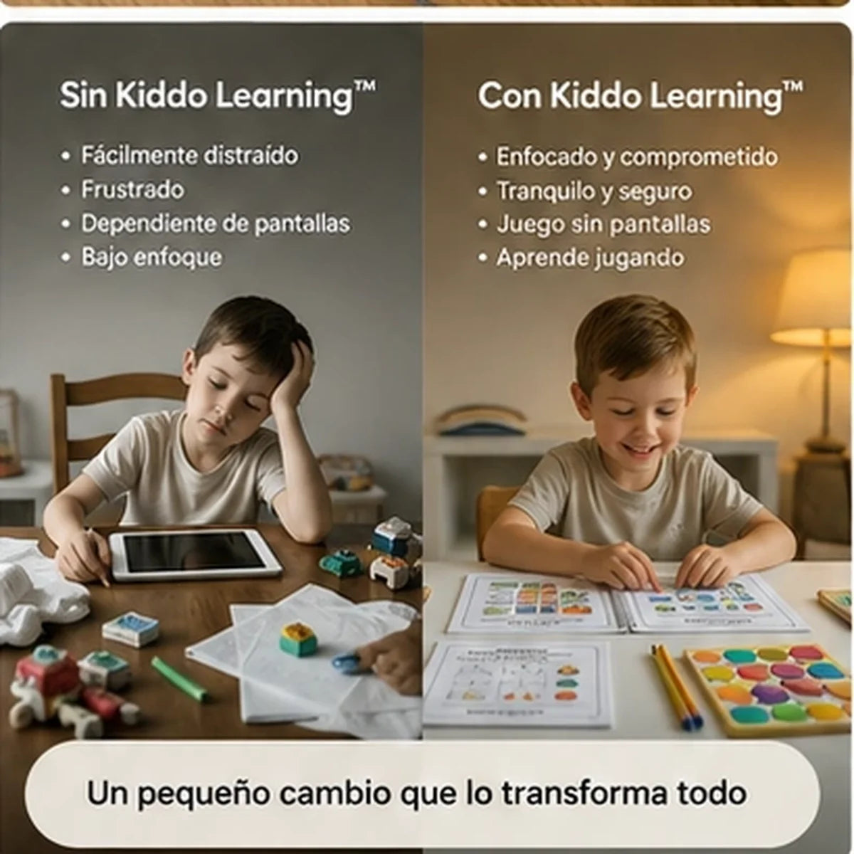 Antes y después de usar Kiddo Learning