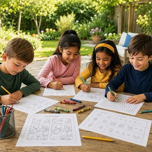 Niños haciendo actividades Kiddo Learning al aire libre